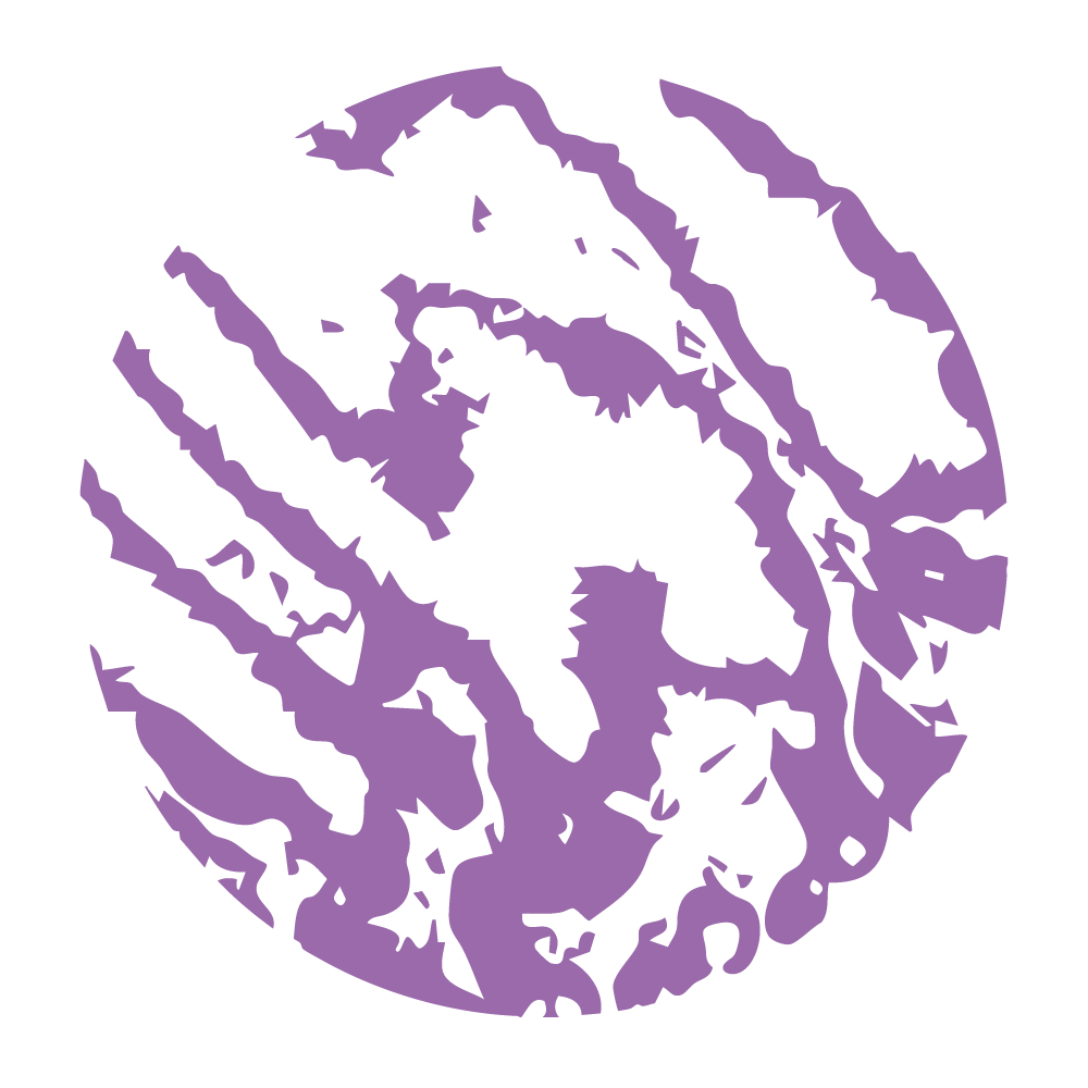 Purple abstract pattern inspired by the folds of the intestine.